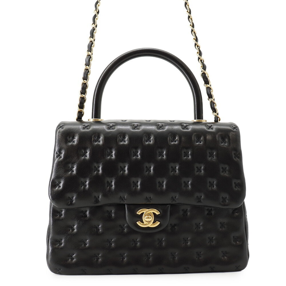 Chanel Handbag, Cross Stitch, Coco Mark, Lambskin, A98724, CHANEL Shoulder Ba...